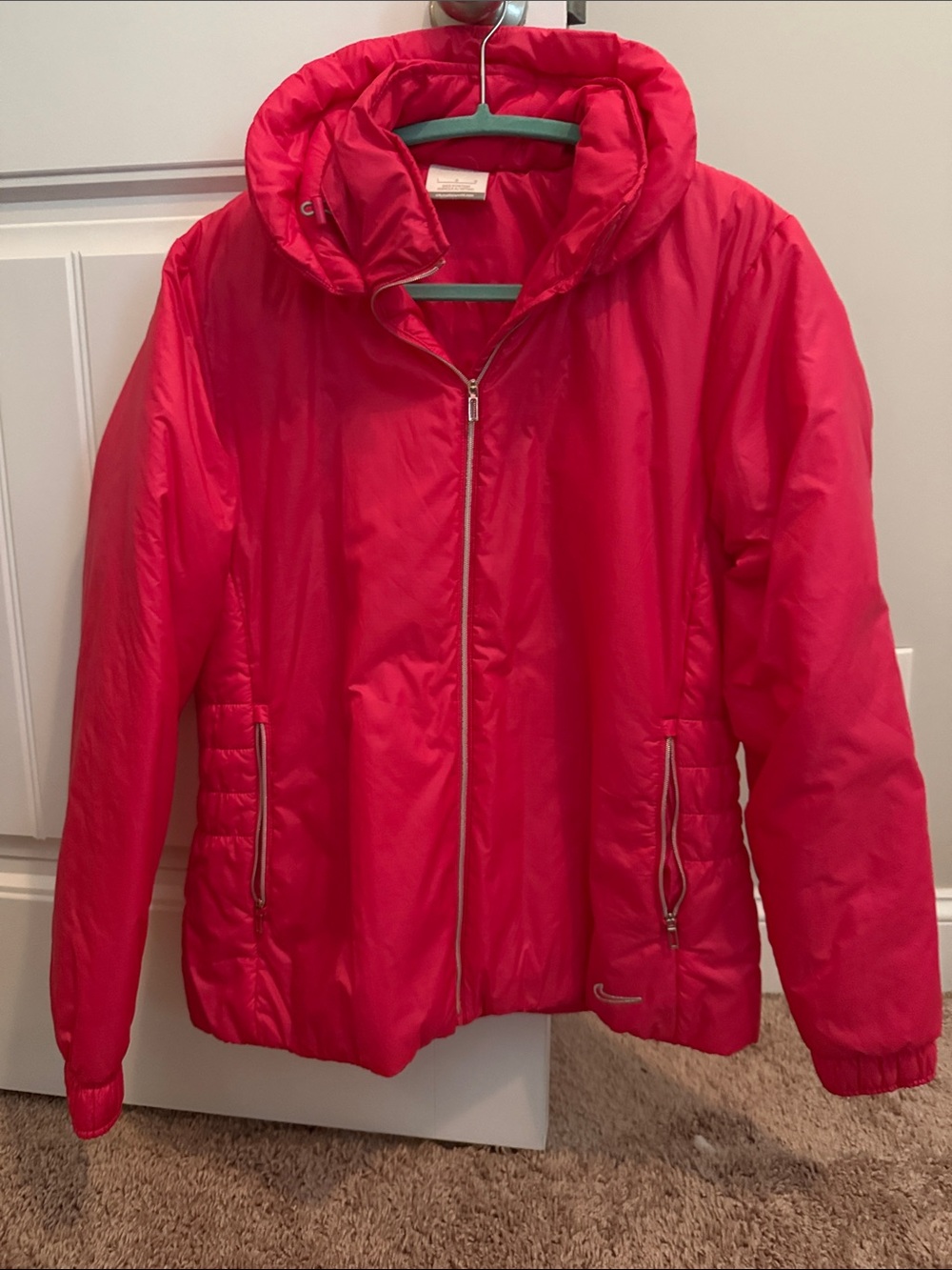 Nike Women's Bright Red Hooded Puffer Jacket